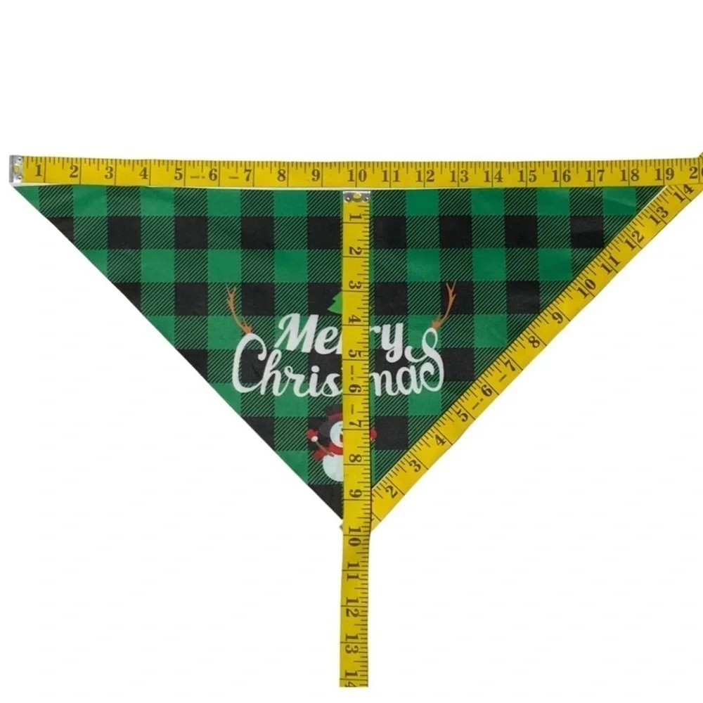 Christmas Dog Bandannas Tartan Plaid Merry Christmas Tie On 19” OS 2 PC Set